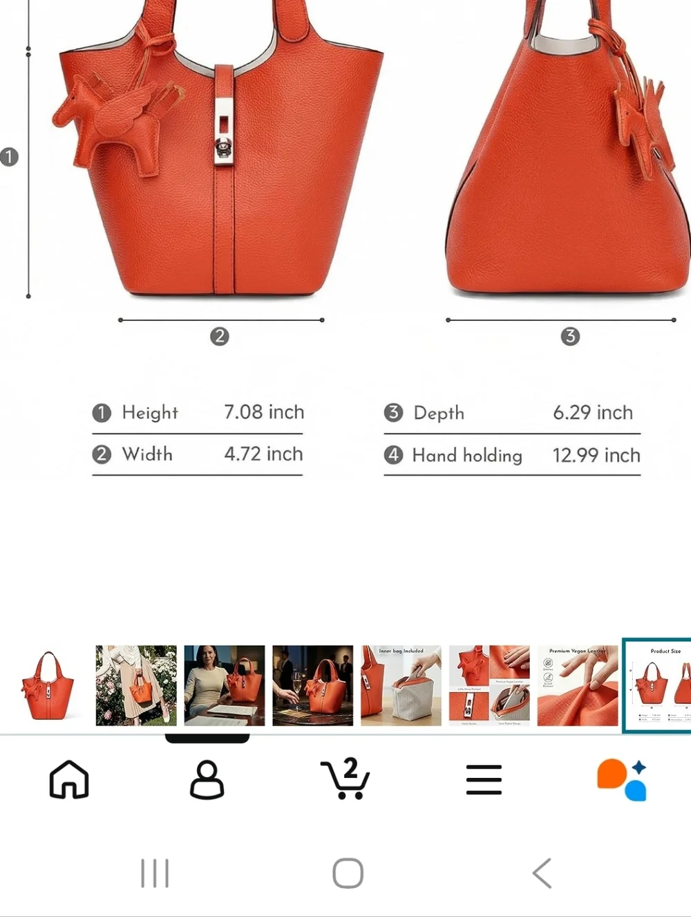 Canvas Toiletry Bag with Orange Trim - Picotin Bag Shaper Storage & Organization
